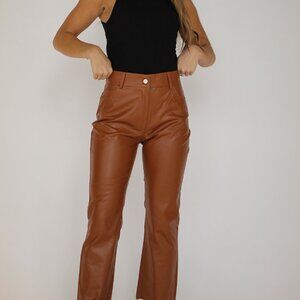 Harper Faux Leather Brown Pants